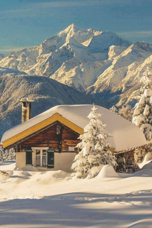 Winter in de bergen. online puzzel