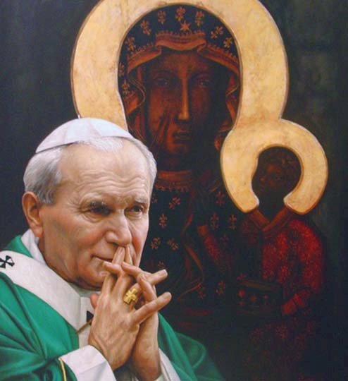 Йоан Павел II с Божията майка на Ченстохова онлайн пъзел