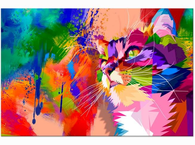 Цветна котка (изображение) онлайн пъзел