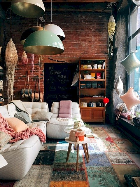 Vkusný obývací pokoj, cihla skládačky online