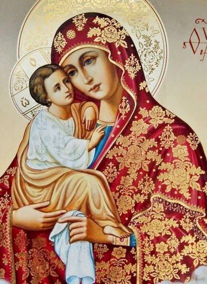 Ikon för Guds moder med Jesusbarnet Pussel online