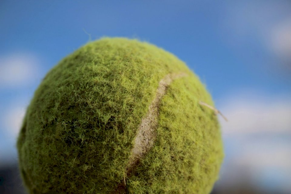 Gammal tennisboll pussel på nätet