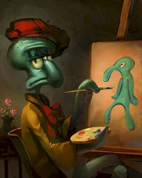 Squidward umělce skládačky online