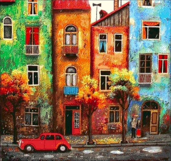 Colorful houses online puzzle