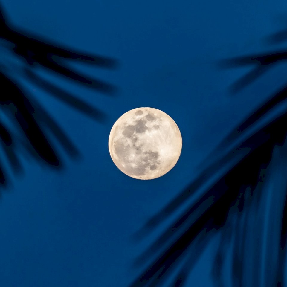 Full moon in blue sky with jigsaw puzzle online