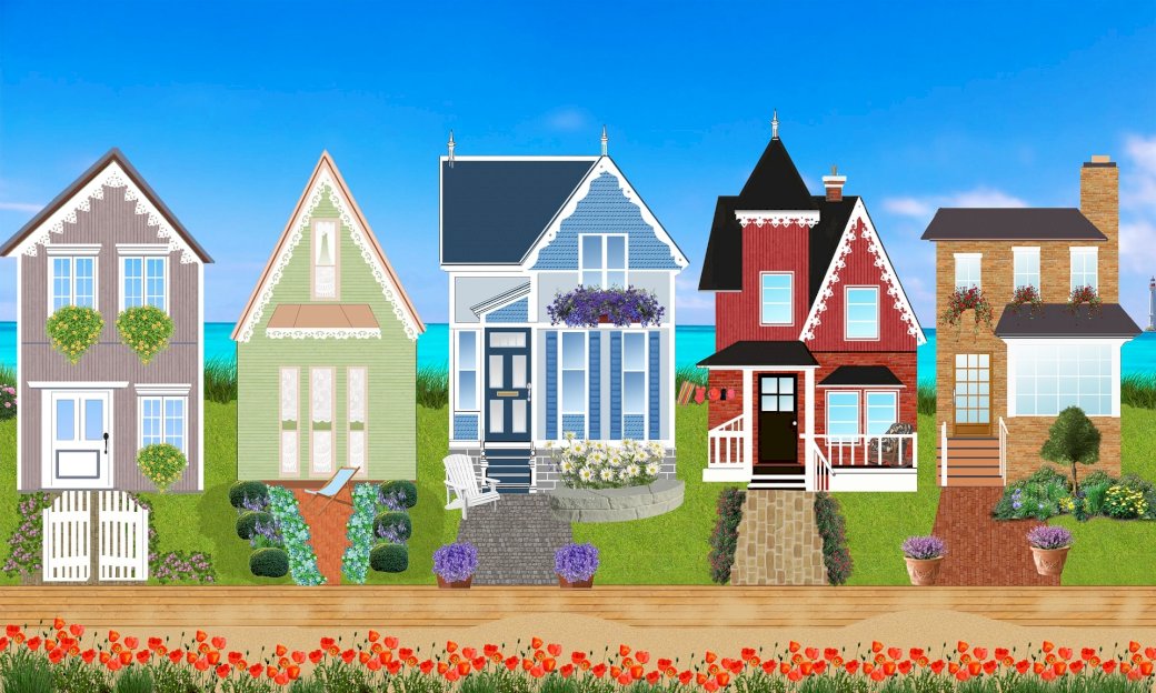 Házak, nyaralók, házak online puzzle