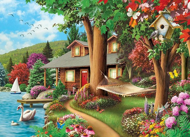 Landscape with a lake. jigsaw puzzle online