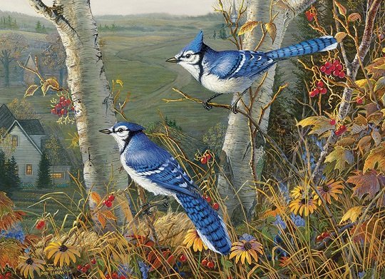 Kék madarak. online puzzle