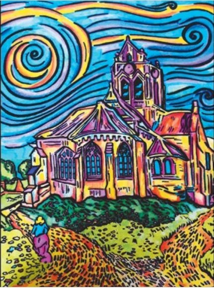 Auvers-Kirche - Van Gogh Online-Puzzle
