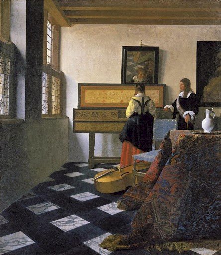 Vermeer - The Music Lesson jigsaw puzzle online