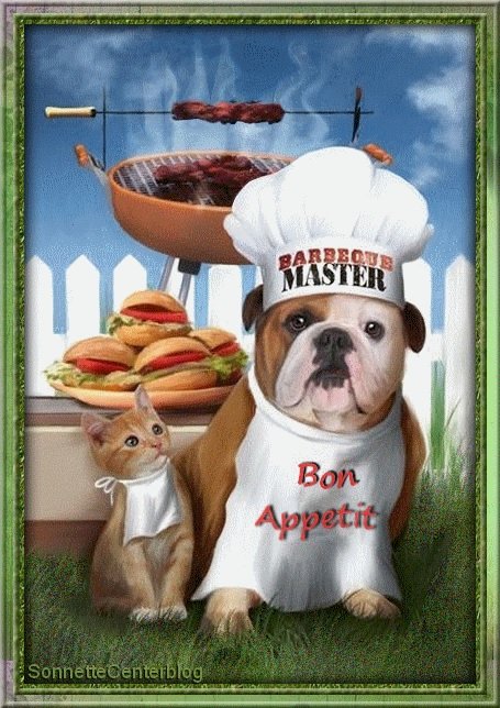 Dog and cat, barbecue online puzzle
