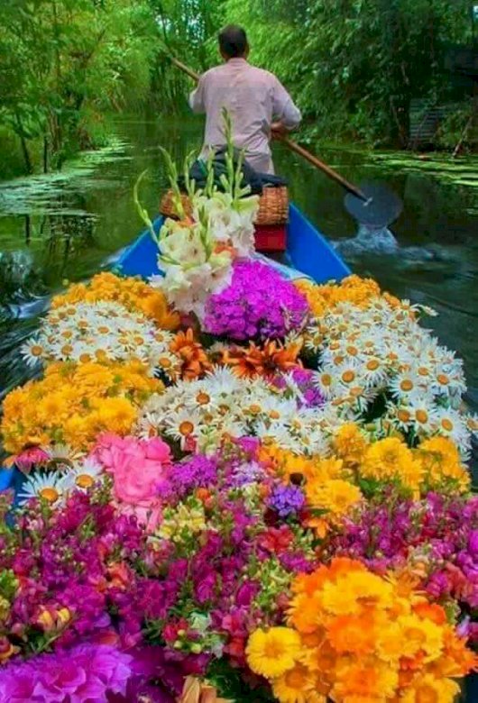 Цветята текат към пазара. онлайн пъзел