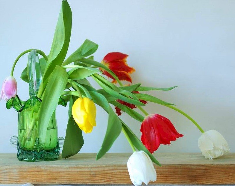 Barevné tulipány ve váze online puzzle