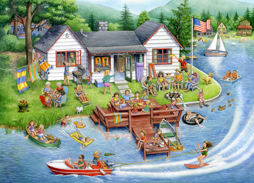 Къща с езеро онлайн пъзел