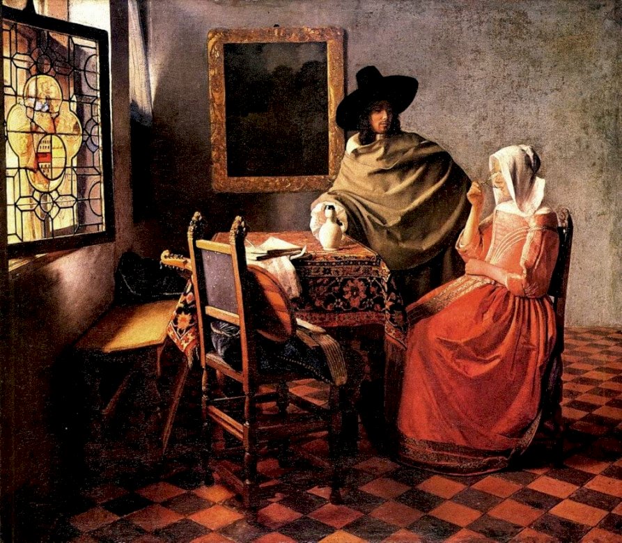 Vermeer - sklenka vína online puzzle