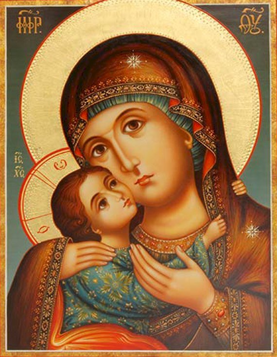 Jungfru Maria med baby Jesus Pussel online