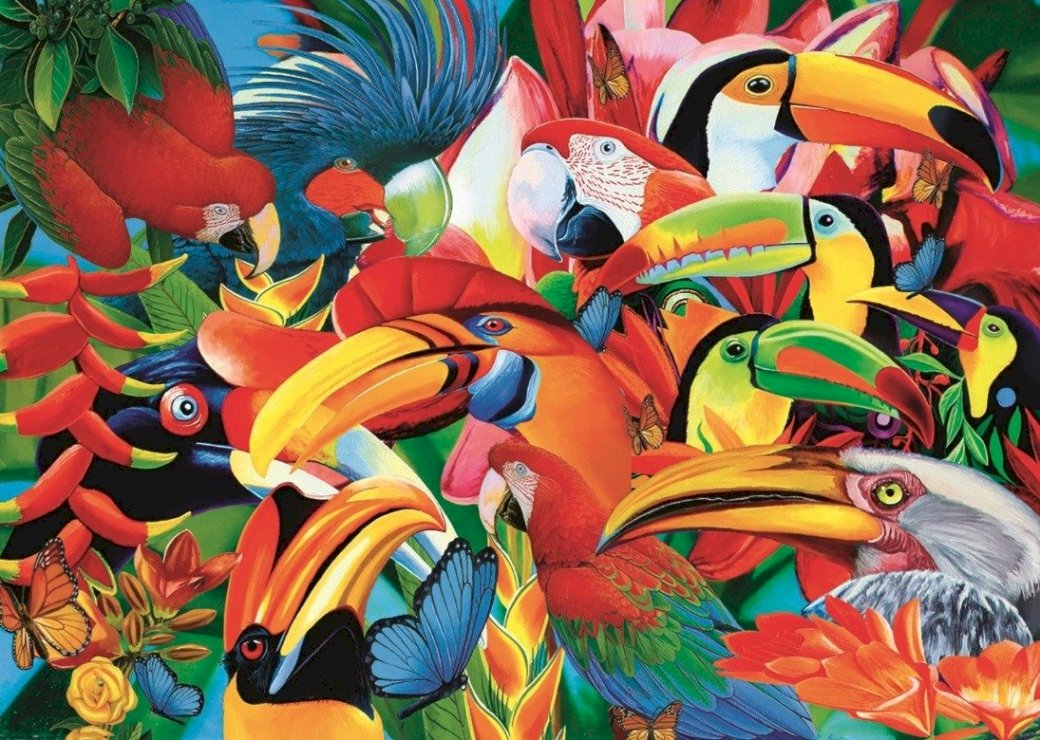 Toucans colorés. puzzle en ligne