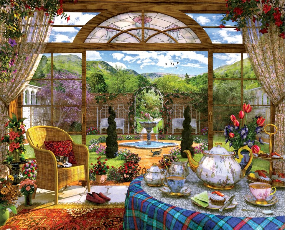 Afternoon tea on the veranda jigsaw puzzle online