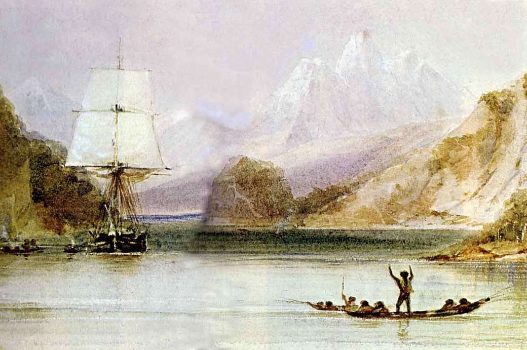 HMS Beagle in the waters of Tierra del Fuego online puzzle