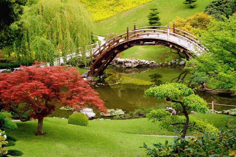 Eine Brücke im Garten. Puzzlespiel online