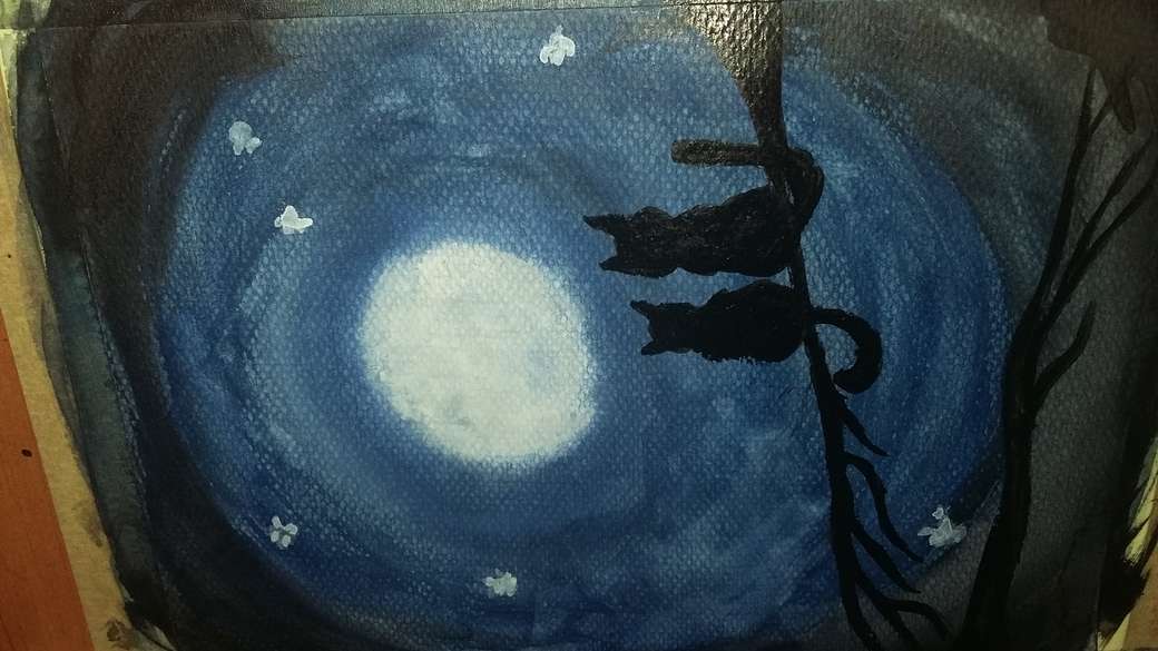 zwarte katten op een zwarte nacht op een zwarte boom online puzzel
