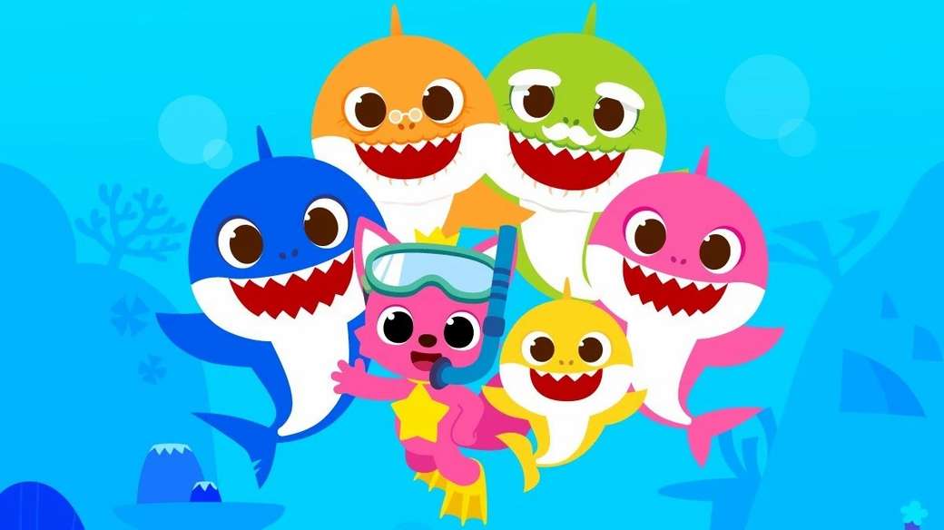 Bebé tiburón con familia rompecabezas en línea