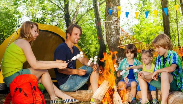 Camping con familia rompecabezas en línea