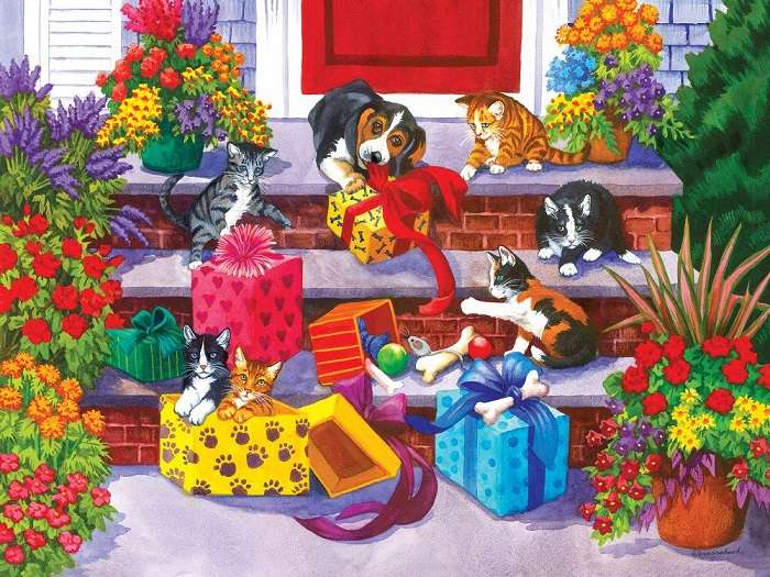 Állatok ajándékokkal. online puzzle