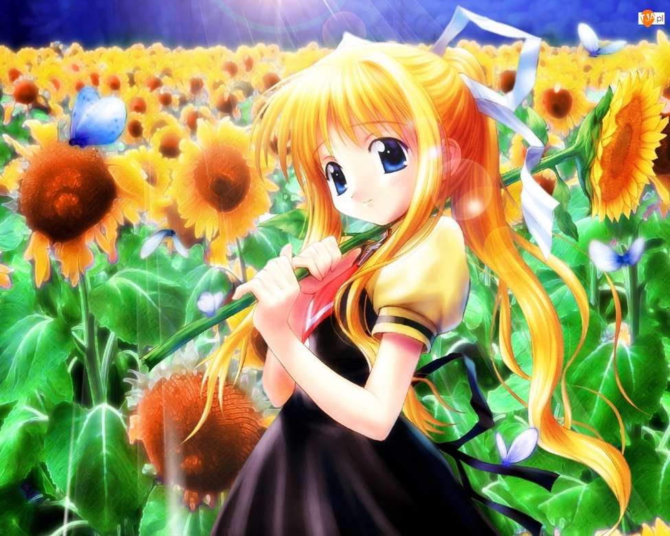 Anime mit Sonnenblume Online-Puzzle