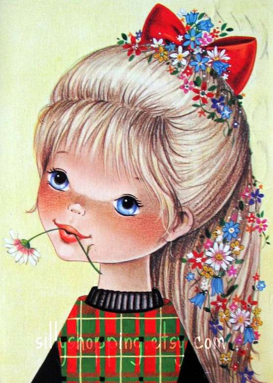 Vintage figurer: Flower Girl pussel på nätet