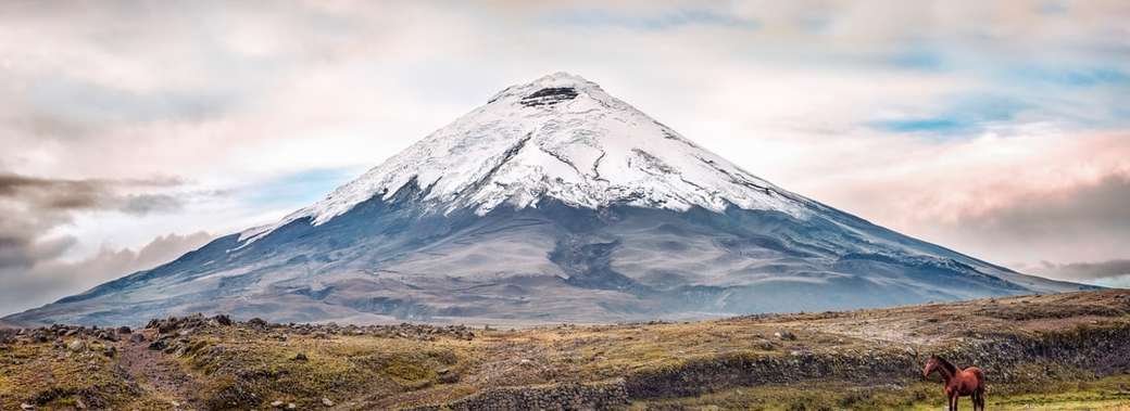 fotografia de paisagem de montanha branca e marrom quebra-cabeças online