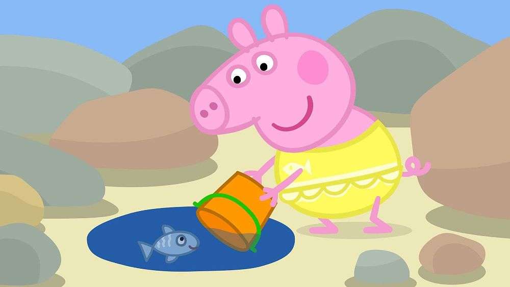 Свинско Пепа на плажа онлайн пъзел