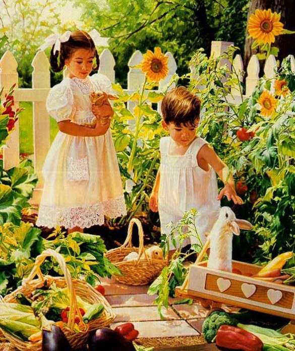 Copii cu floarea soarelui jigsaw puzzle online