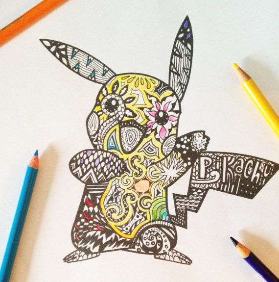 desenho de mandala pikachu puzzle online