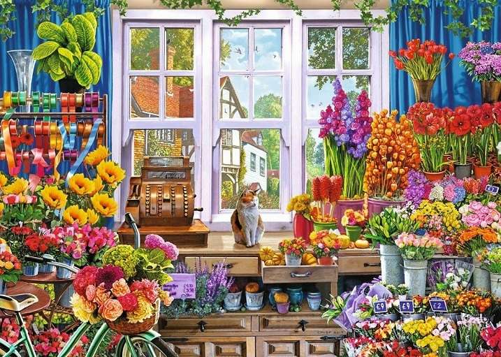 In a painted flower shop. jigsaw puzzle online