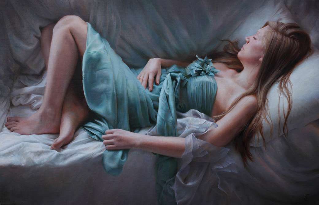 Reclining Woman - Oil on canvas online puzzle