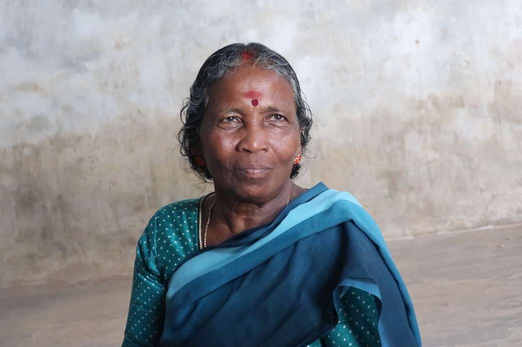 γυναίκα που φοράει μπλε και κιρκίρι πουά φόρεμα sari παζλ online