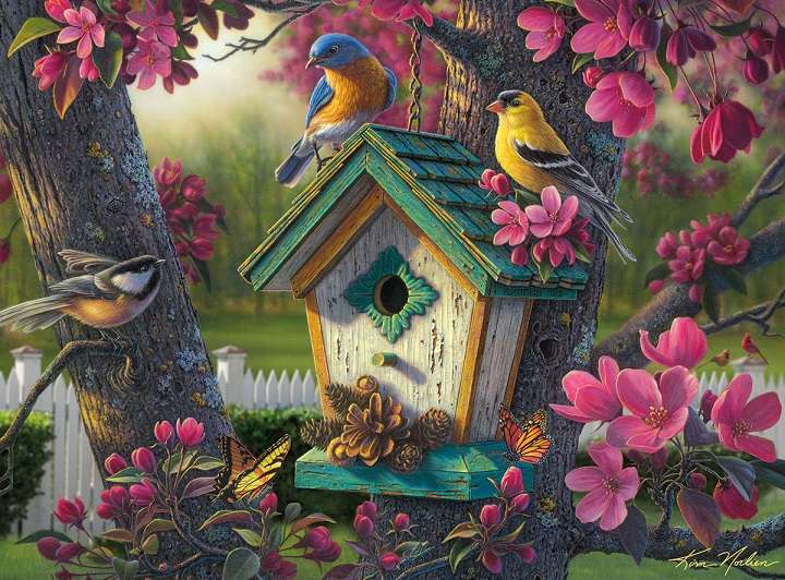 Kleurrijke vogels. online puzzel