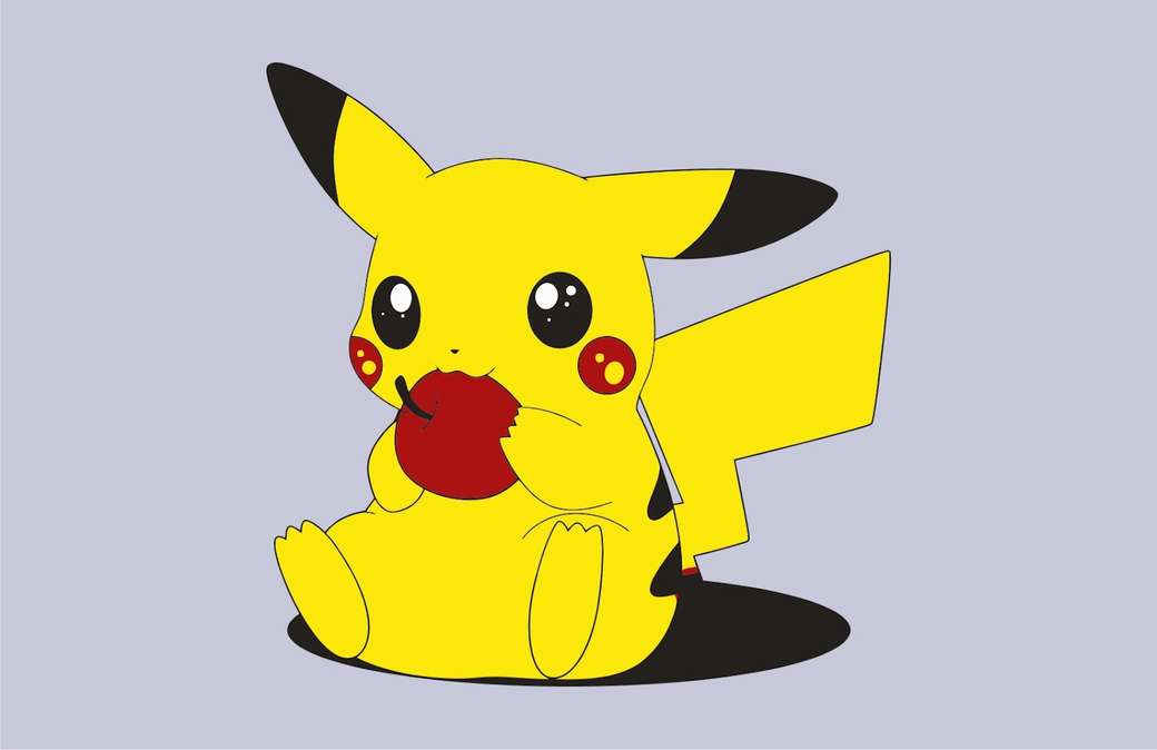 Pikachu is eating an apple online puzzle