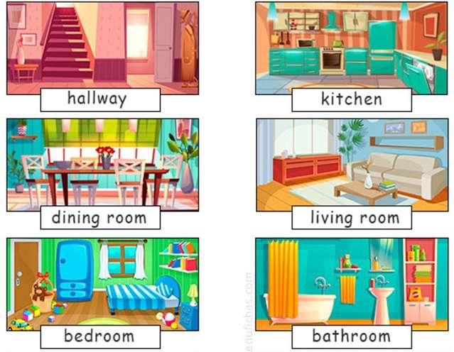 Some parts of the house in English jigsaw puzzle