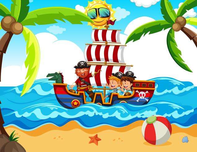 le voyage des pirates dans la mer en bateau puzzle en ligne