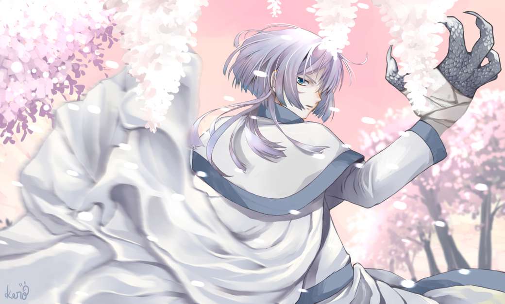 white dragon in the midst of sakura online puzzle