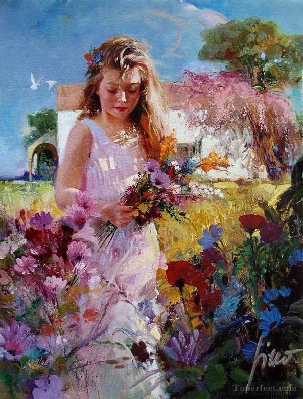 Girl is picking flowers online puzzle