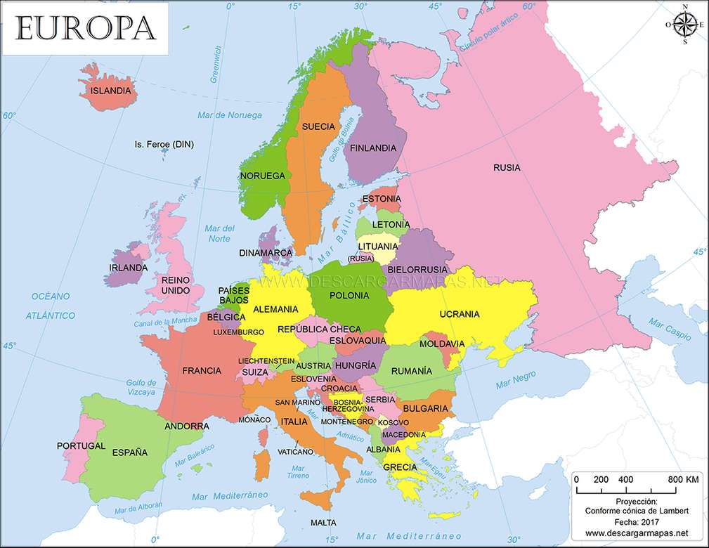 Carte de l'Europe puzzle en ligne