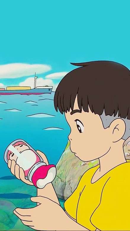 Ponyo e Sosuke. Studio Ghibli puzzle online