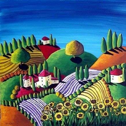 Tuscan landscapes and sunflowers online puzzle