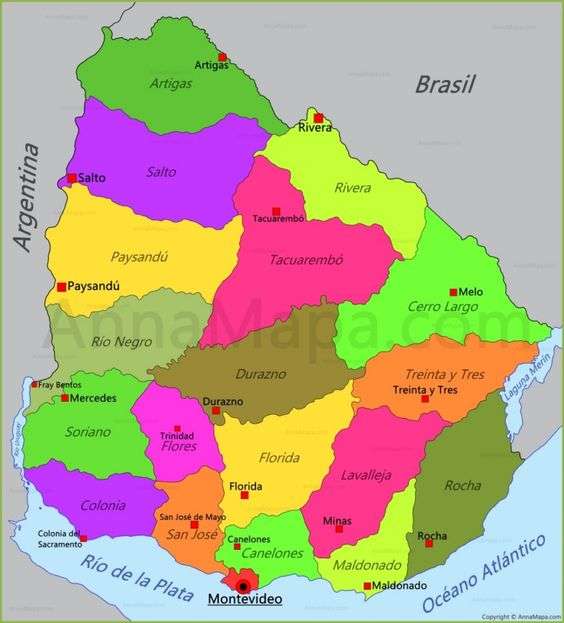 Karte von Uruguay Online-Puzzle