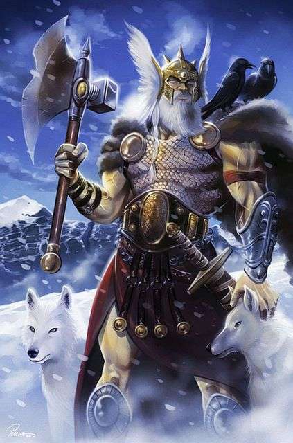 Guerreiro Viking e os cães puzzle online