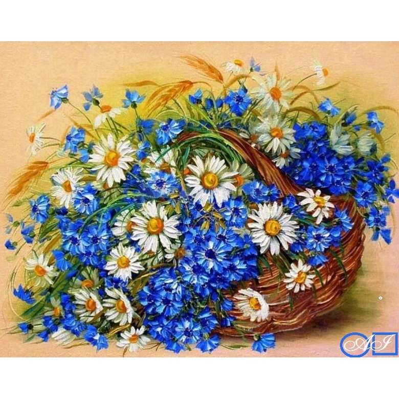 blue wheat and daisies online puzzle