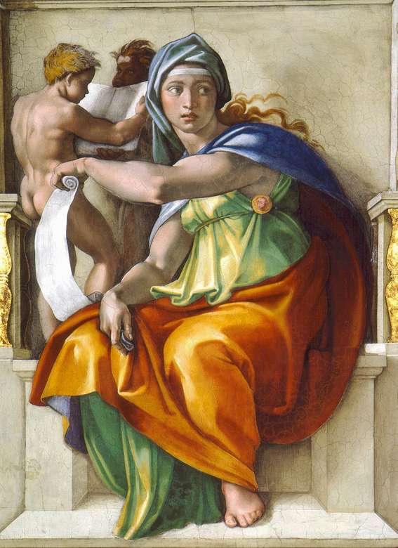 Michelangelo sibilla delfica (voûte de la chapelle puzzle en ligne